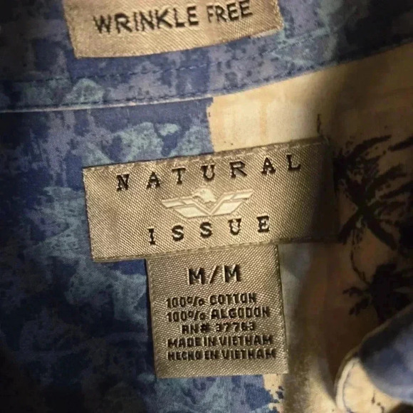Natural Issue 100% Cotton Wrinkle Free Button Up Size M - Picture 2 of 3